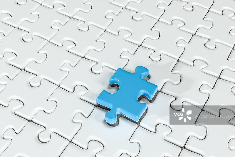 排列整齐的拼图与白色背景，三维渲染图片素材