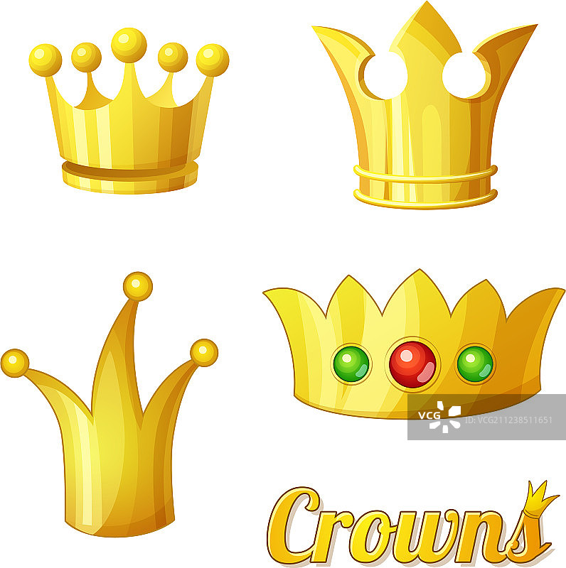 国王卡通金色皇冠套装图片素材