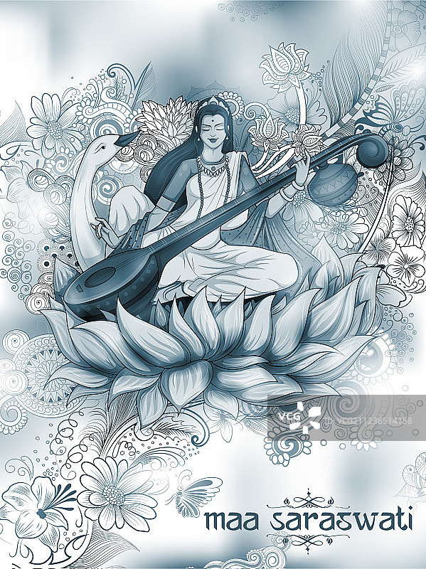 智慧女神萨拉斯瓦蒂图片素材