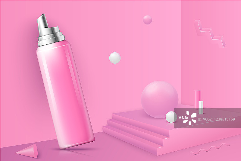 带有领奖台和泡沫瓶的抽象场景图片素材