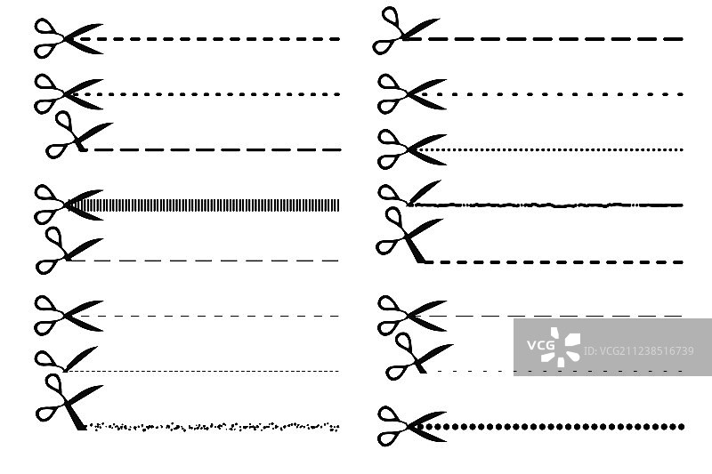 剪刀虚线套装图片素材