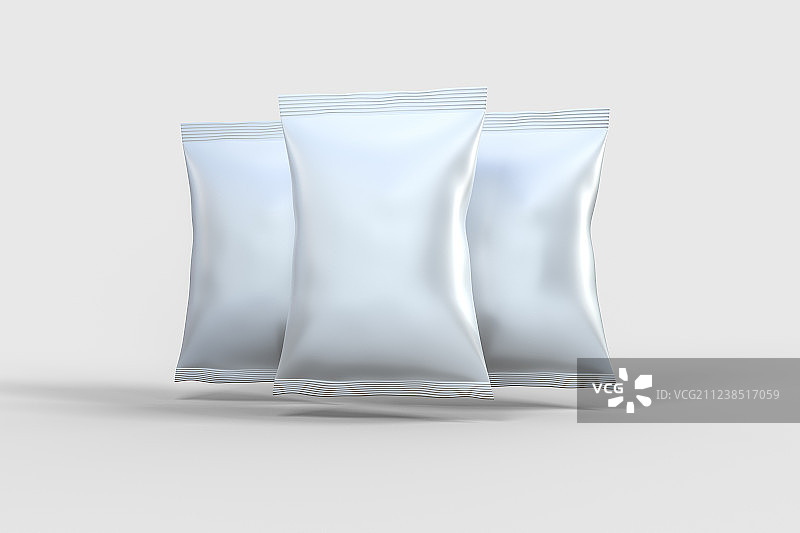白色包装袋与浅色背景，三维渲染图片素材
