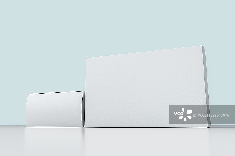 白色包装盒与浅色背景，三维渲染图片素材