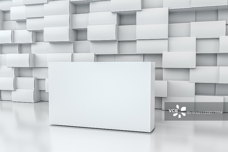白色包装盒与浅色背景，三维渲染图片素材