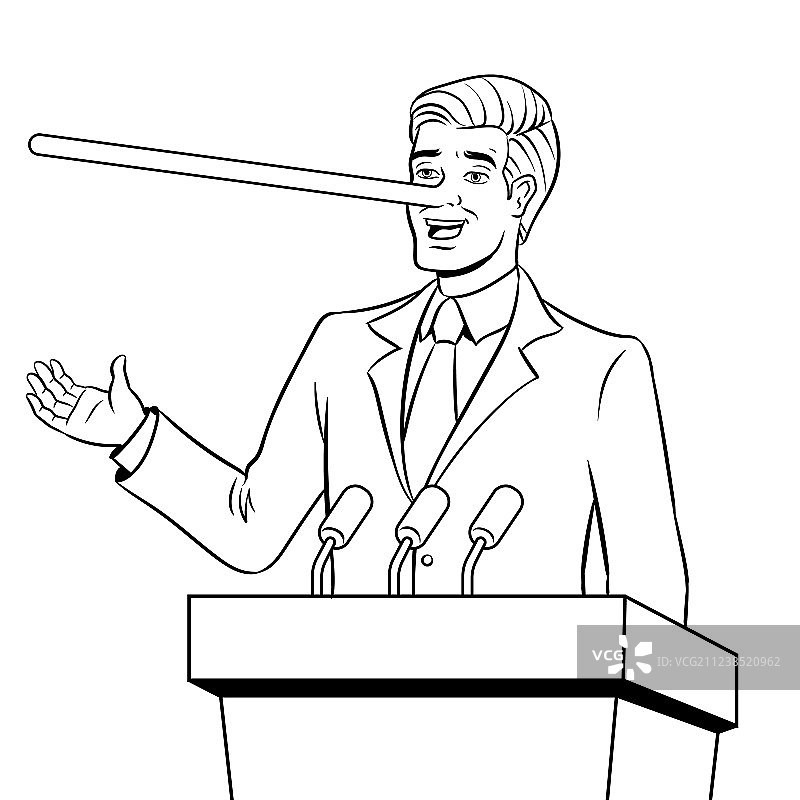 长鼻子政客谎言着色书图片素材
