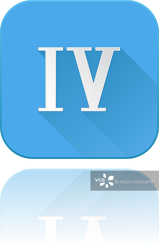 带有IV罗马数字的蓝色图标和倒影图片素材