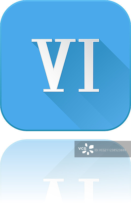 带有倒影的罗马数字VI蓝色图标图片素材