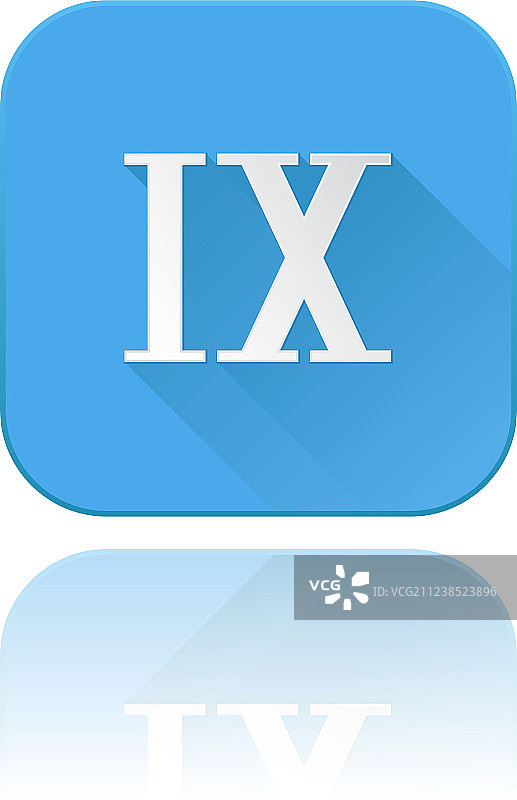 带反射的罗马数字IX蓝色图标图片素材