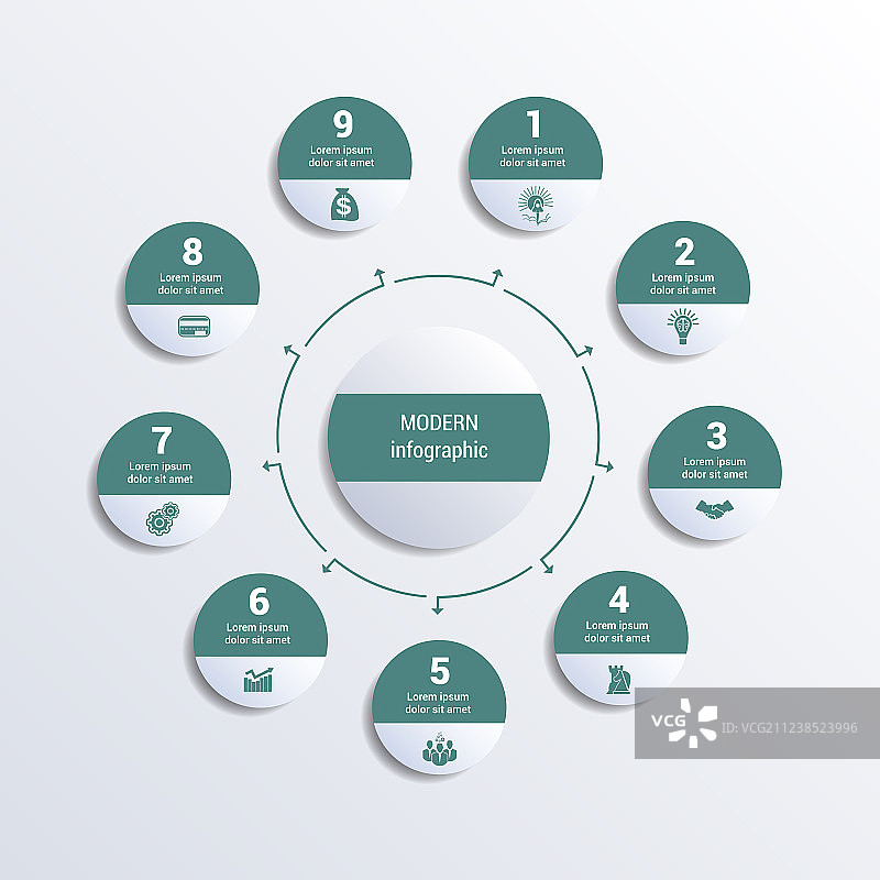 信息图9个位置单色图案图片素材
