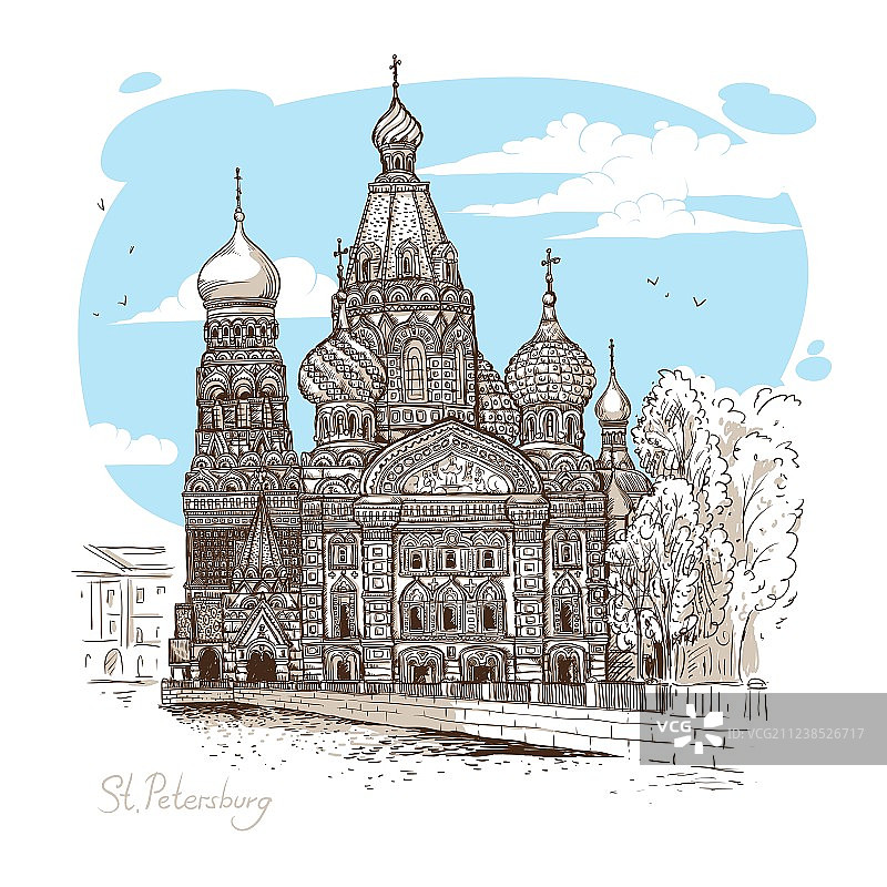 旅游景点素描图片素材