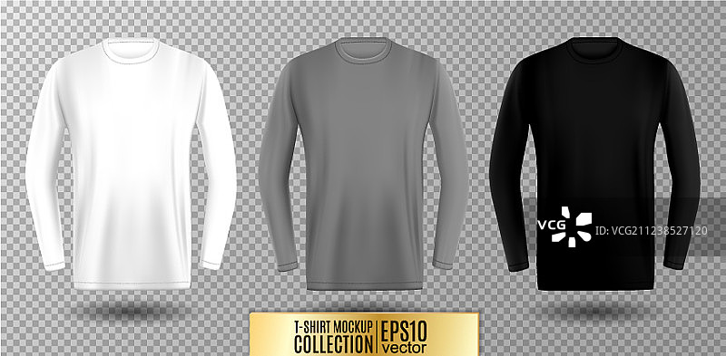 三种色调的灰白色和黑色长袖图片素材