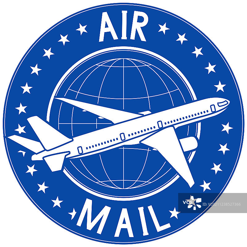 蓝色航空邮政贴纸或徽章图片素材