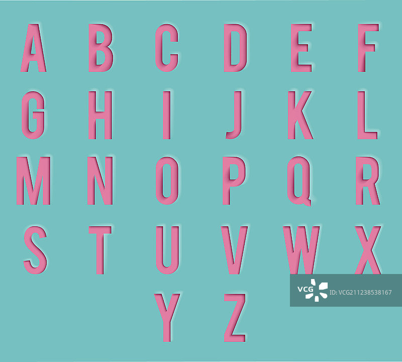 逼真的3D纸质剪贴字母模板设计图片素材