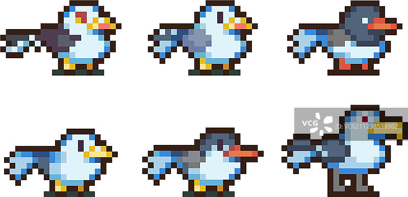 像素鸟类套装图片素材