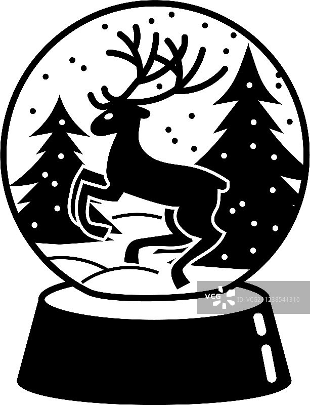 雪花玻璃球小鹿图标简约风格图片素材