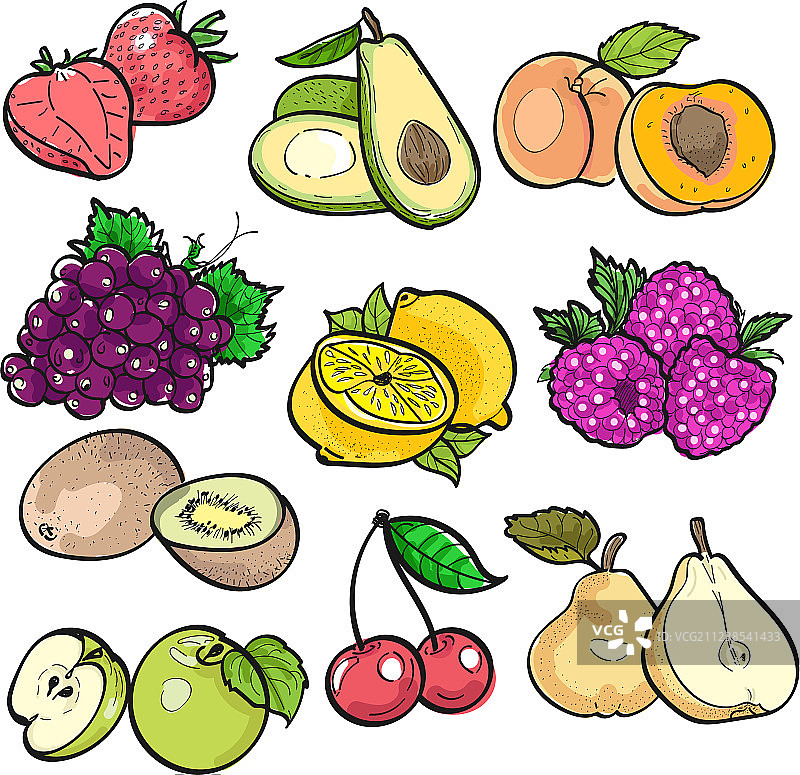 水果涂鸦彩色合集图片素材