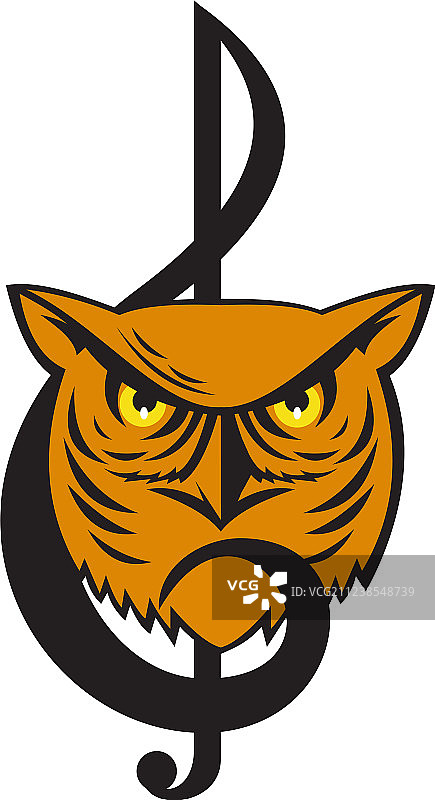 大角鸮头部的音符图片素材