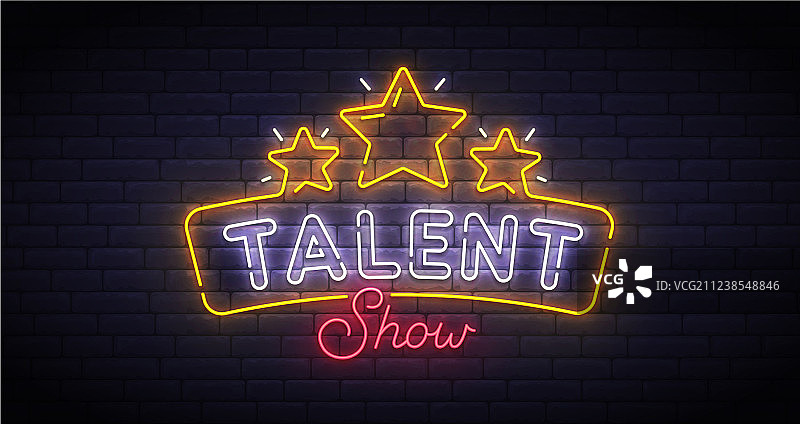 人才选秀霓虹灯标志图片素材