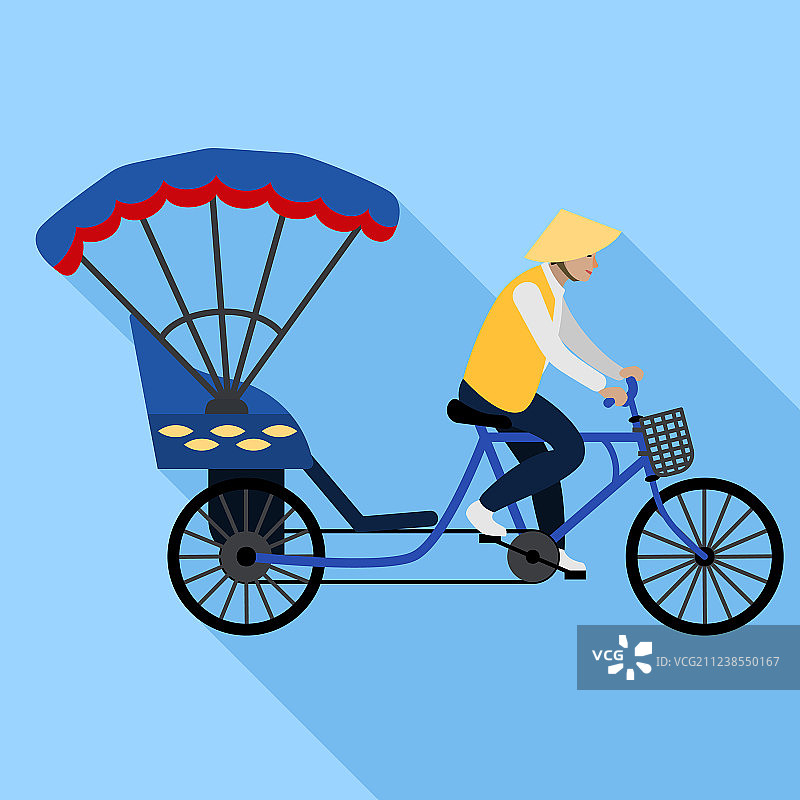 越南三轮出租车扁平风格图标图片素材