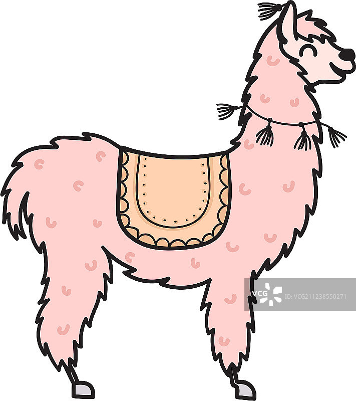 手绘秘鲁动物羊驼骆马图片素材