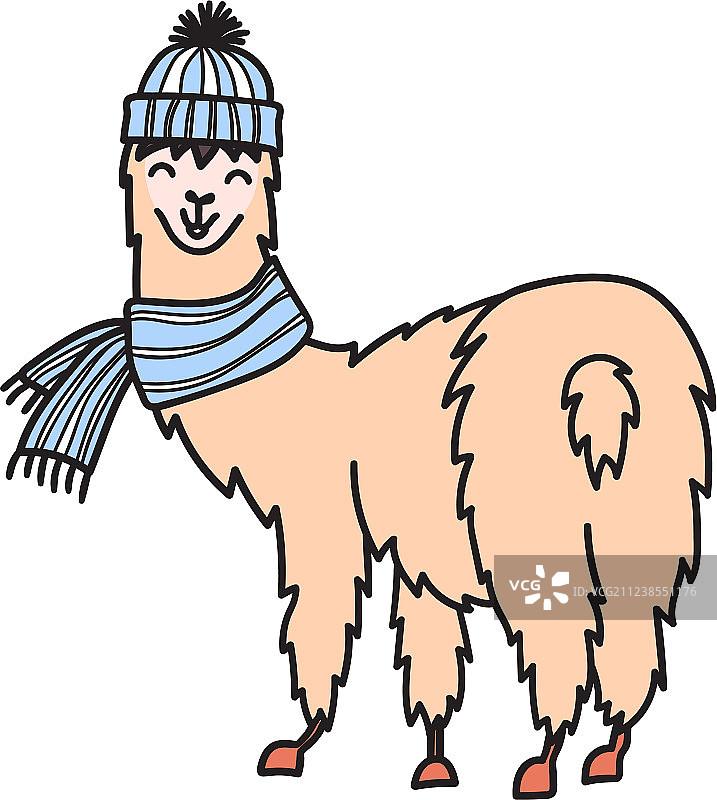 手绘秘鲁动物羊驼骆马图片素材