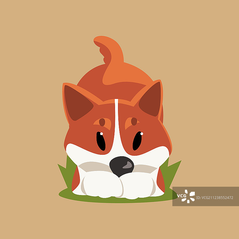 卡通红发威尔士柯基犬的玩耍姿势图片素材