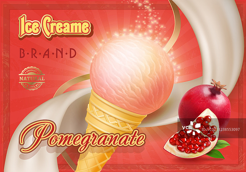 石榴冰淇淋甜筒广告图片素材