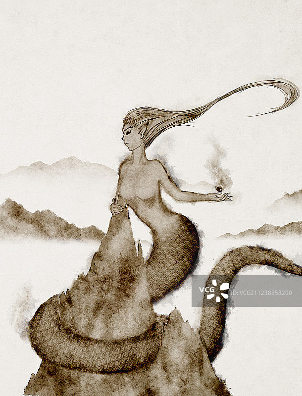 女娲补天插画图片素材