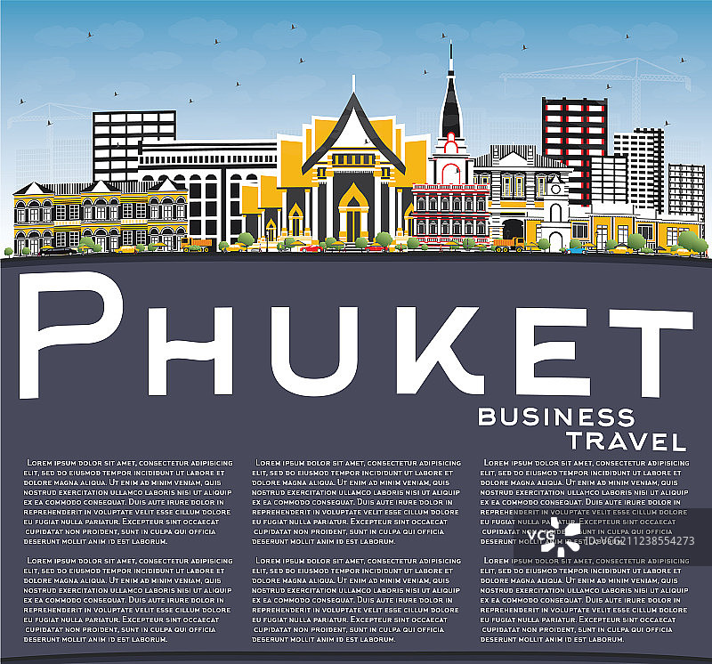 泰国普吉岛城市天际线彩色建筑图片素材