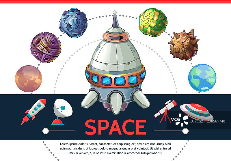 卡通彩色太空模板图片素材