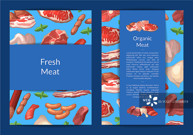 卡通肉类元素宣传单图片素材