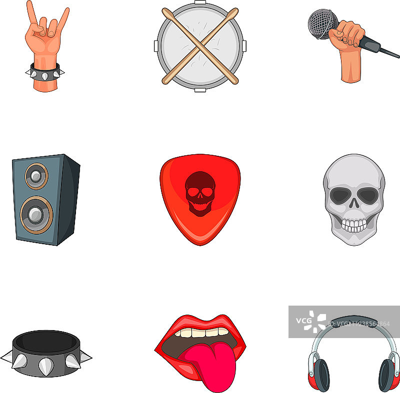 音乐节图标集卡通风格图片素材