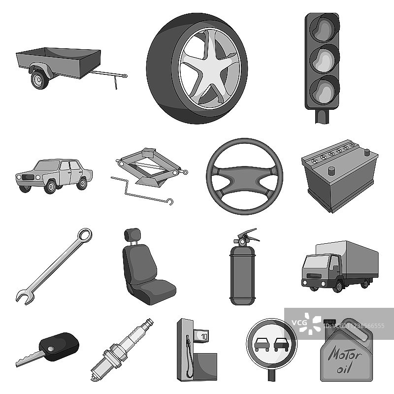 汽车单色图标合集图片素材