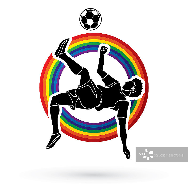 足球运动员的翻筋斗倒钩踢图片素材