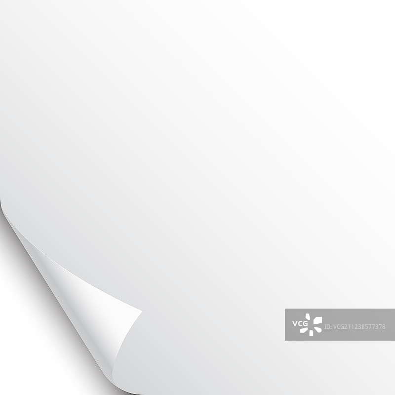 白色背景上的小卷页角阴影图片素材
