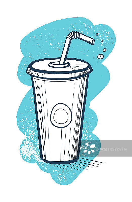 塑料杯冷饮手绘图标图片素材