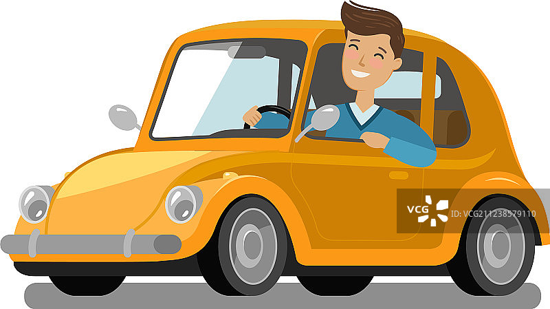 快乐的男司机驾车旅行图片素材