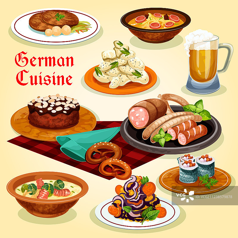 德国美食国家菜肴卡通图标图片素材