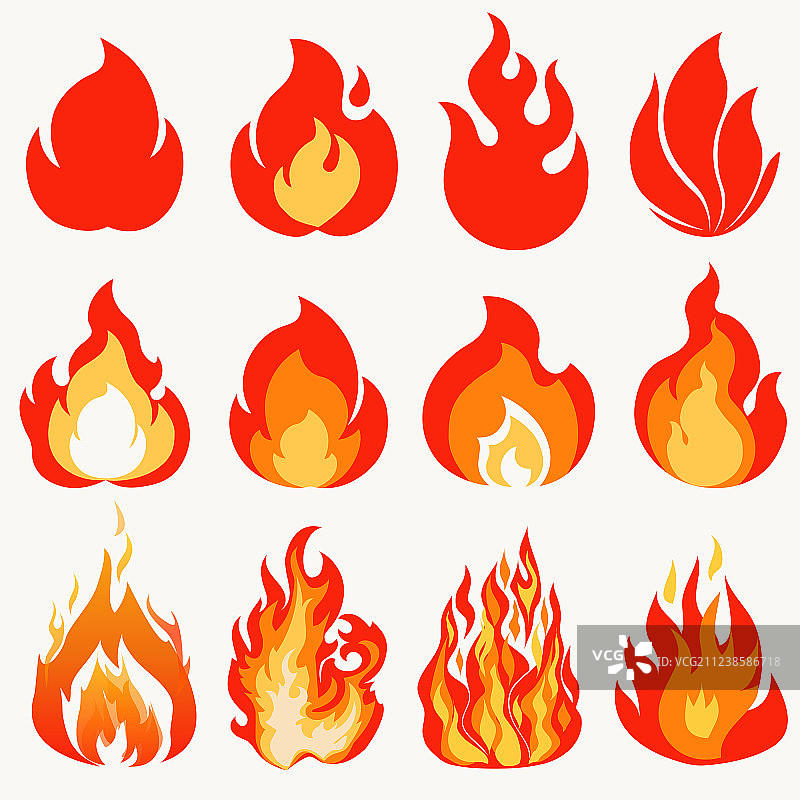 现代火焰元素图标合集图片素材