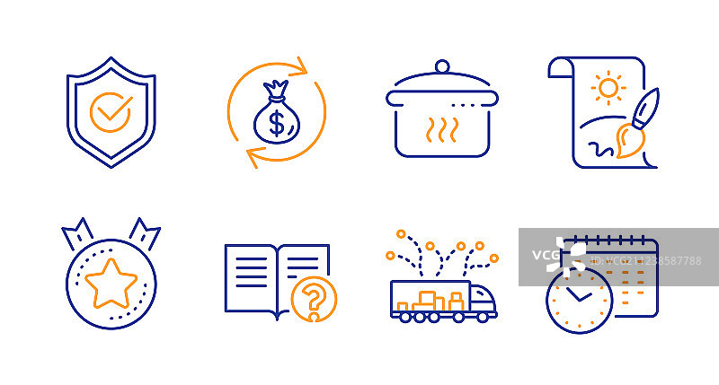 帮助批准盾牌和排名星形图标集图片素材