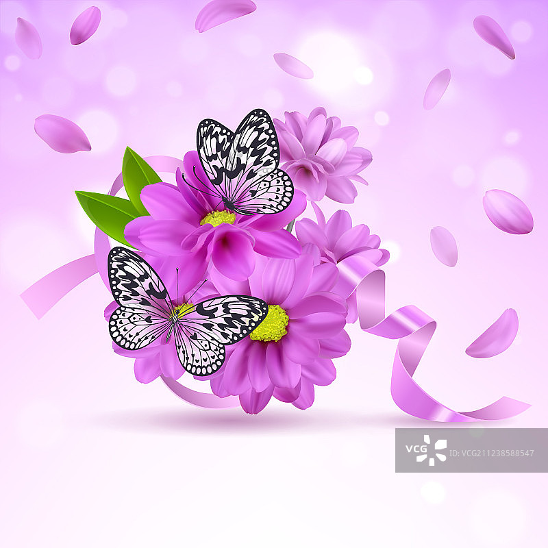 丁香花和蝴蝶背景图片素材