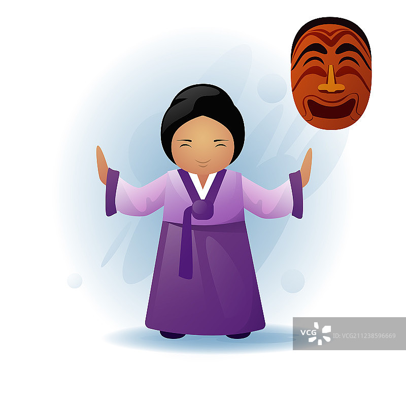 身穿亚洲传统和服的舞蹈女人图片素材