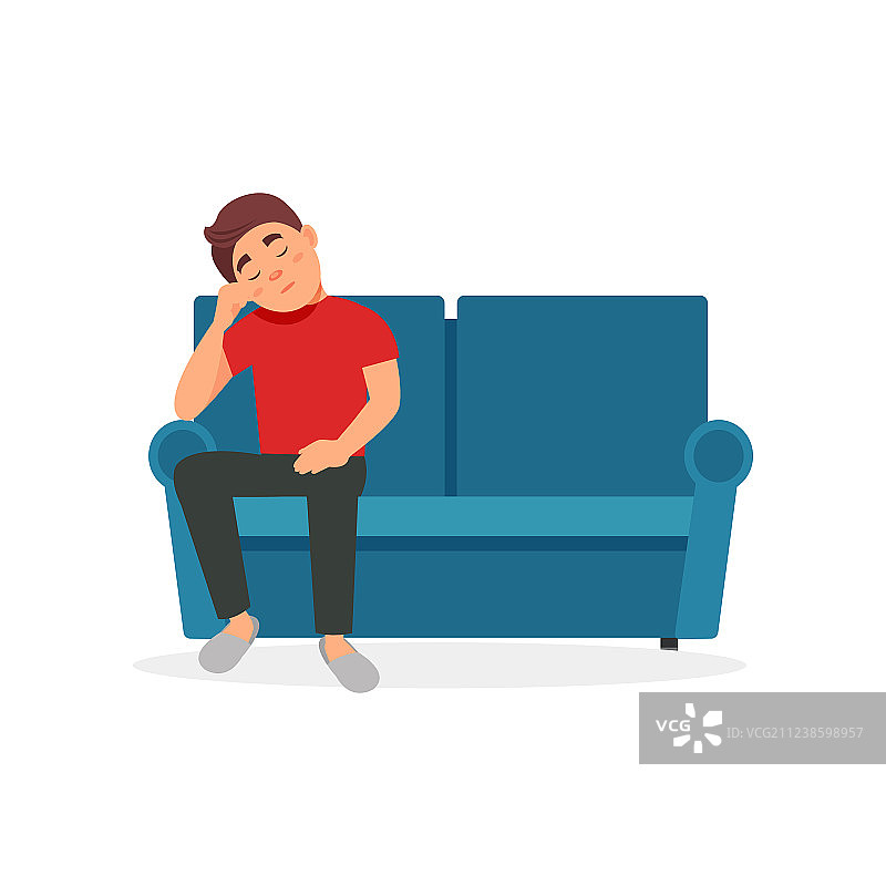 疲惫的男人坐在沙发上图片素材