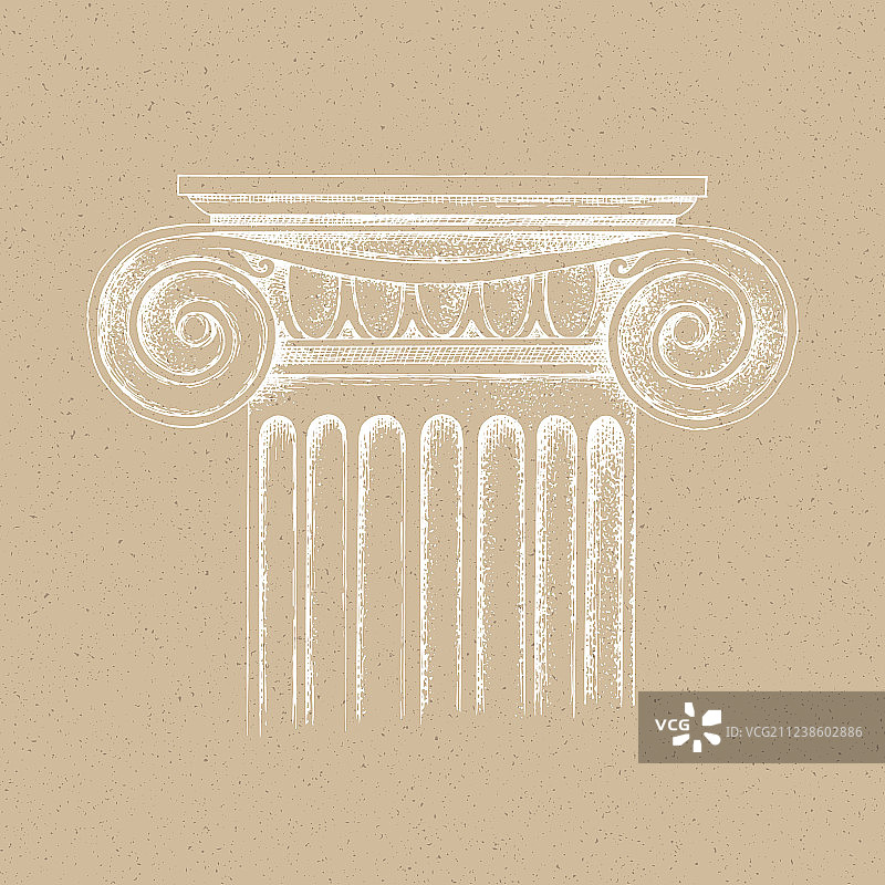 手绘爱奥尼柱式大写字母图片素材