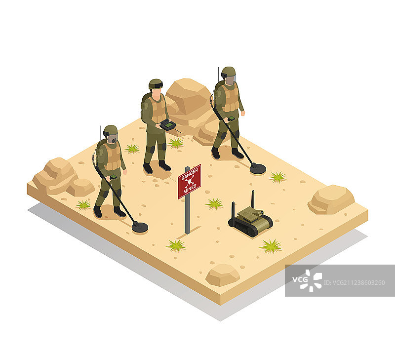 军用排雷机器人2.5D组合设计图片素材