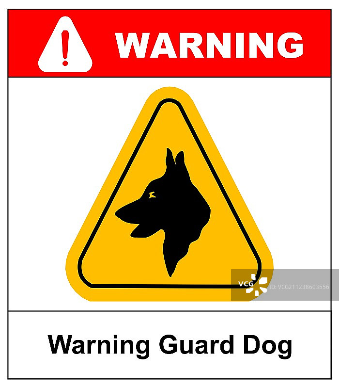 黄黑色三角警示牌：当心恶犬图片素材