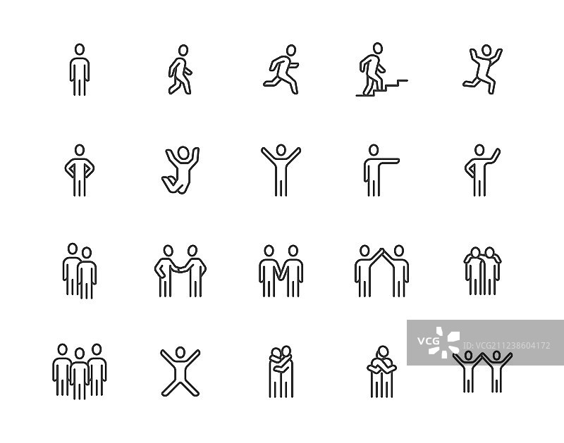 人物扁平线性图标：行走的人图片素材