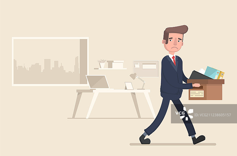 被解雇的商人（扁平风格）图片素材