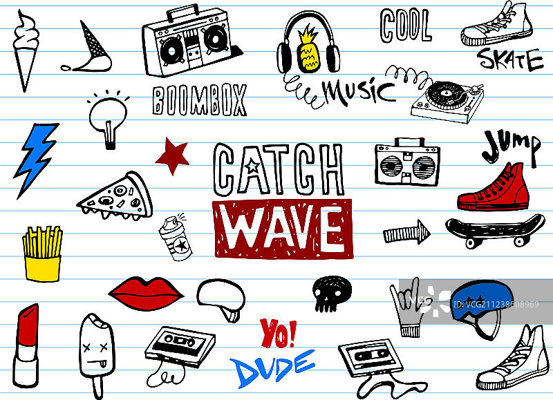 时尚青少年涂鸦合集图片素材