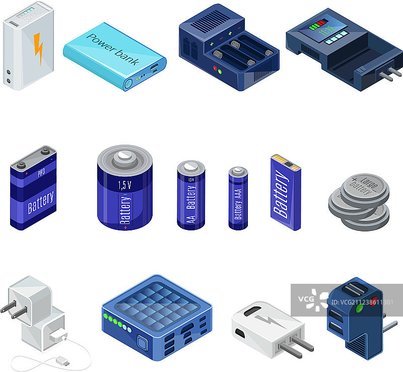 2.5D充电器和电池合集图片素材